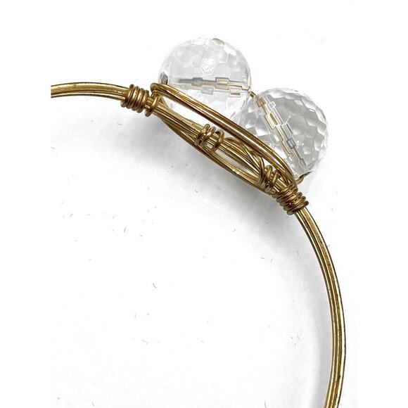 Bourbon and Boweties Bracelet Bangle 8.25” Faced Crystal Beads - Picture 4 of 6